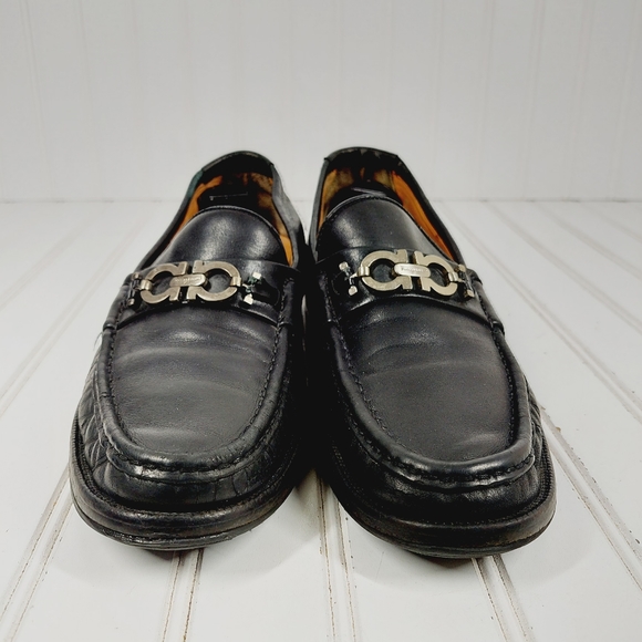 Salvatore Ferragamo Other - Salvatore Ferragamo Gold Logo Hardware Black  Leather Loafers C669